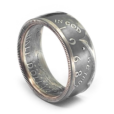 Münzring USA Kennedy half Dollar 1966 Silber 400er Ring Münze 1/2 $ Münzringe