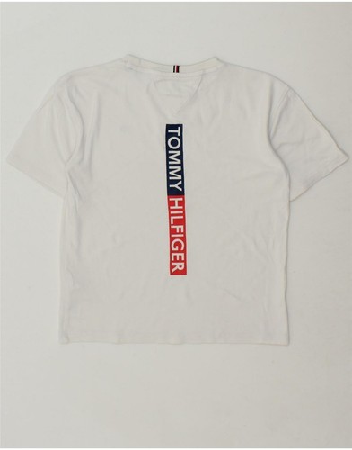 TOMMY HILFIGER Boys Graphic T-Shirt Top 9-10 Years White Cotton AA04 - 第 2/4 張圖片