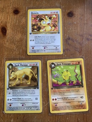 3 x Pokémon karten Rocket 1 Editionen Meowth, Dark Persian, Dark Primeape