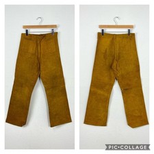 70s vintage handmade suede leather flare pants boot cut hippie size 32 865643