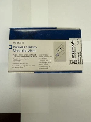 SITERWELL Interlogix Wireless Carbon Monoxide Alarm 600-6520-95
