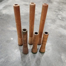 6 Vintage Antique Wooden Spools Textile Mill Thread Bobbins Spindles 5-9" Flared