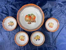 Vintage 5-piece Porcelain Schumann Bavaria Germany Fruit / Dessert Service Bowls