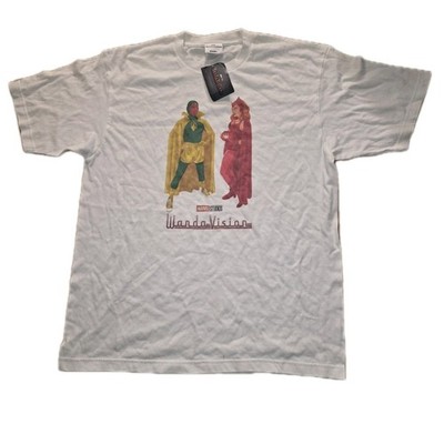 NWT Marvel Studios WandaVision Scarlet Witch & Vision White t-shirt Mens Size XL