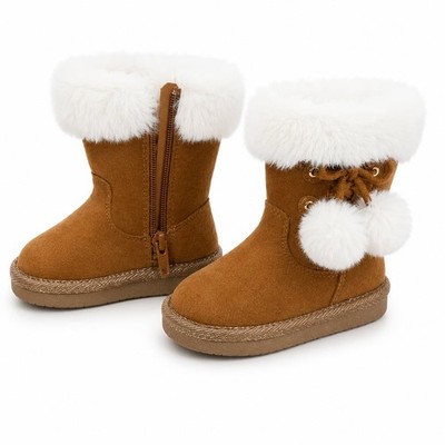 Zshosam Girls Snow Boots Girl Boots Kids Ankle Boots Warm Side Zipper Low Heel S