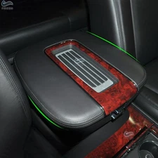 Black Micro Leather Center Console Armrest Box Cover Fit Cadillac Escalade 07-11