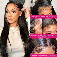 13x4 Lace Front Wigs Human Hair Pre Plucked Bleached Knots,Straight  Body Wave