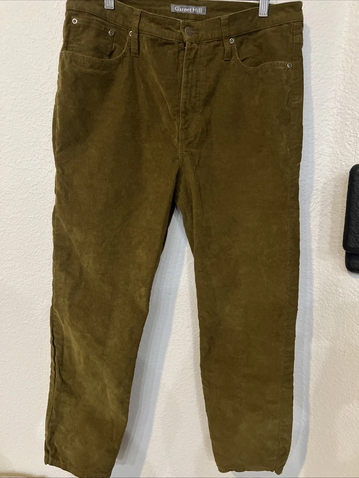 Pantalones de pana ajustados esenciales para mujer Garnet Hill BIRCHWOOD TAN amarillo otoño 12 Foto 2 de 4