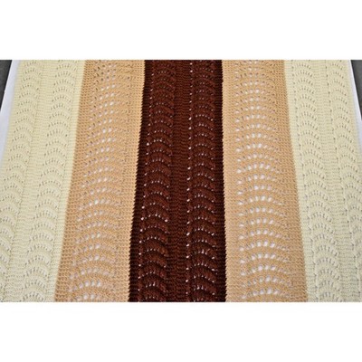 Vintage Crocheted Throw Blanket 70s Root Beer Float Shell Stitch Afghan 65X46In