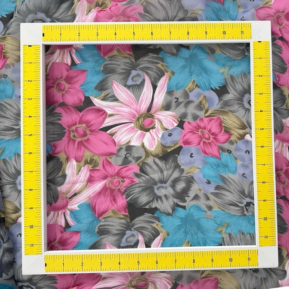 Floral Chiffon Georgette Fabric Japan Gray Lilac Magenta Blue 5.75 Yds x 44" - Image 3 of 4