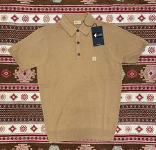 Gabicci Vintage Jackson Knitted Polo Shirt Brown Nutmeg V00GK04 80's Mod casual