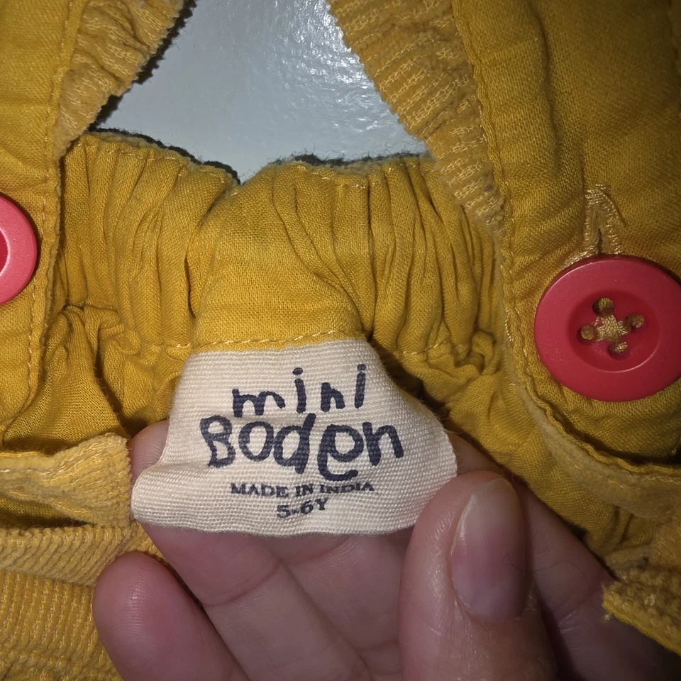 Mini Falda Delantal Boden Amarillo Floral Planta Apliques 5-6 Años Niñas Pana Foto 3 de 4