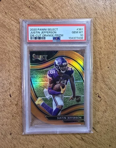Justin Jefferson RC 2020 Panini Select Field Level Orange Die-Cut PSA 10