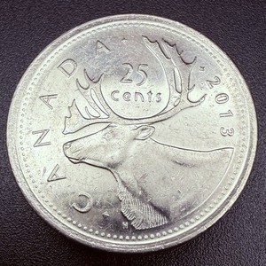 2013 Canada 25 Cents Caribou Quarter KM#493 Queen Elizabeth II World Coin