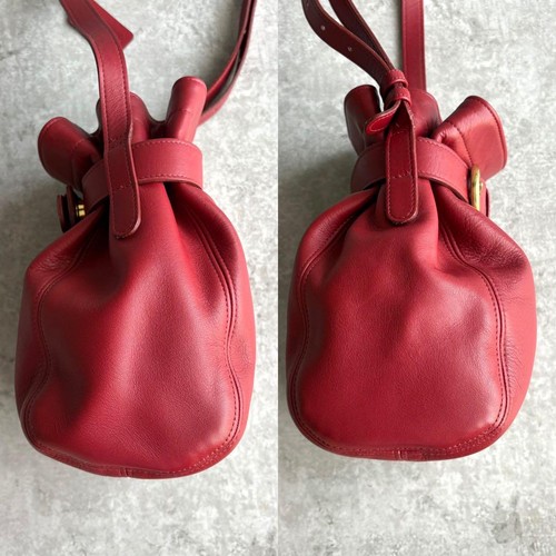 COACH Shoulder Bag Drawstring Red Leather 4156 Soho Belted Pouch Crossbody - Picture 2 of 8