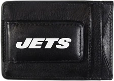 New York Jets Black Leather Wallet, Front Pocket Magnetic Money Clip, Printed...