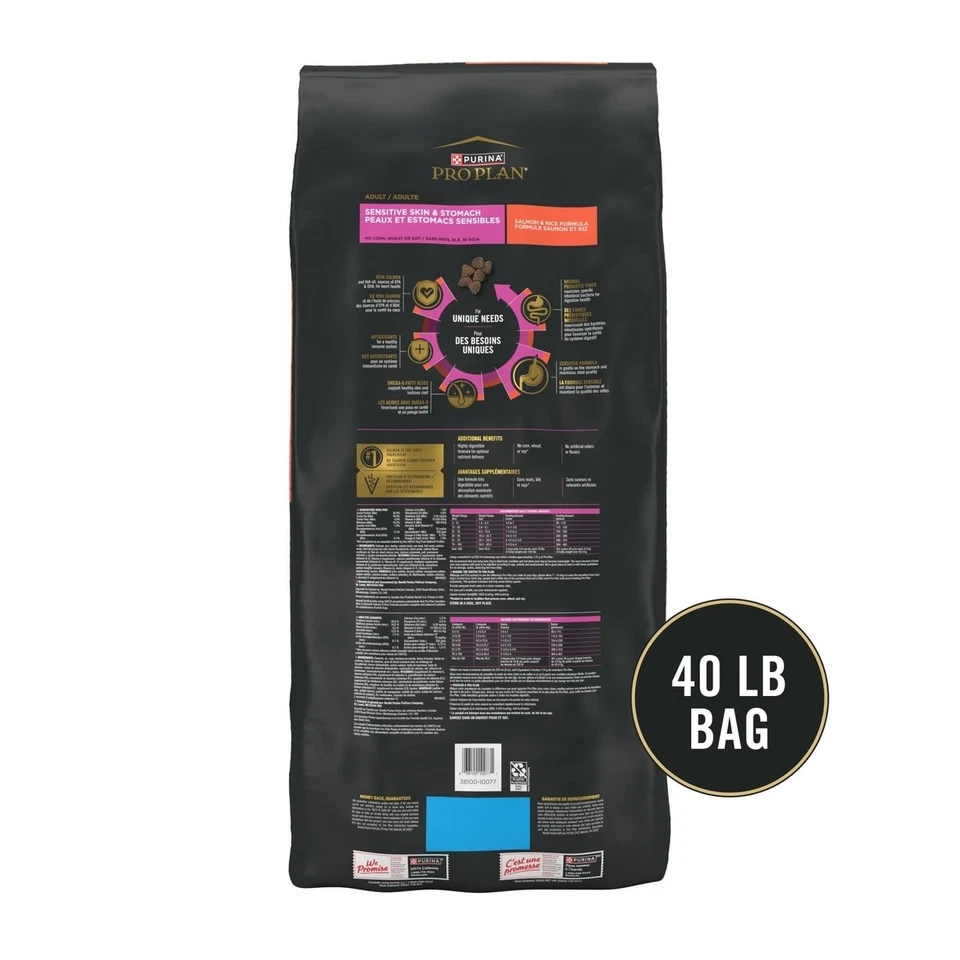 Comida seca para perros Purina Pro Plan piel sensible y estómago fórmula de salmón y arroz 40 lb Foto 2 de 4