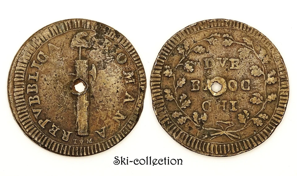 2 Due Baiocchi ND (1799) REPUBBLICA ROMANA. Italie. Cuivre - Photo 1/1