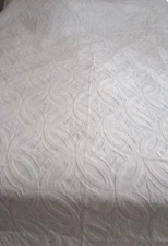 VTG JCPenney Colonial Wedding Ring MATELASSE BEDSPREAD, WHITE, FULL, FRINGED