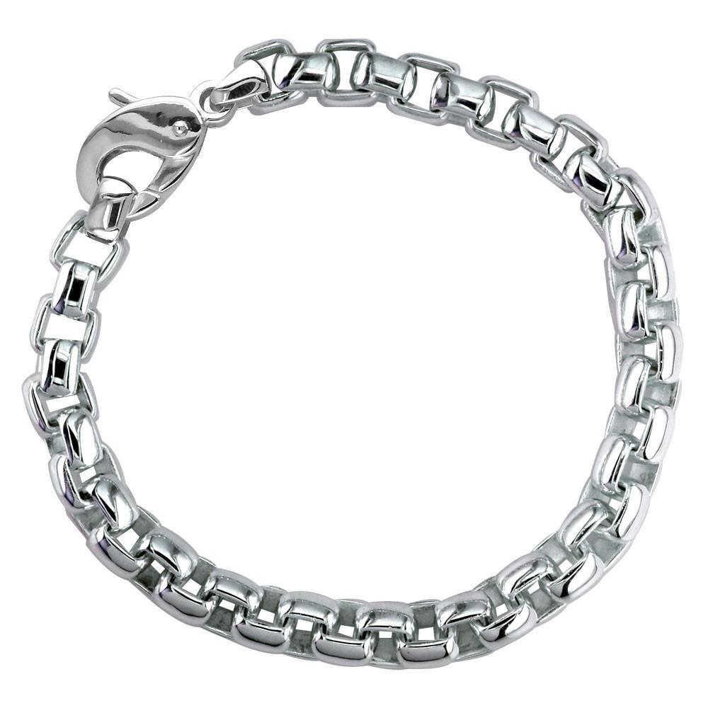 Extra Large Rounded Box Links Bracelet in Sterling Silver