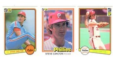 Steve Carlton Donruss 1981 (#33) 1982 (#42)  1983 (#219)  3 card lot Phillies 