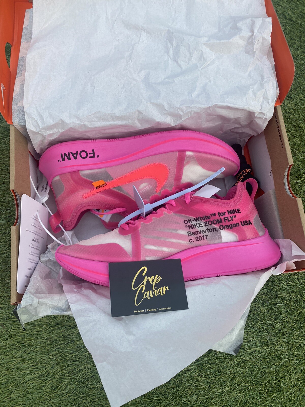 OFF WHITE X NIKE NIKE X ZOOM FLY SP ROSA DEADSTOCK UK7 US8 EU41 100% Autentiche