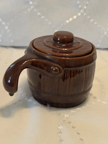 Frankoma #97U- Brown - 10oz - Ramkin With Lid & Handle - Excellent Condition