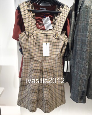 ZARA NEW WOMAN SHORT CHECKED PINAFORE DRESS SAND XS-XL 4437/255 | eBay