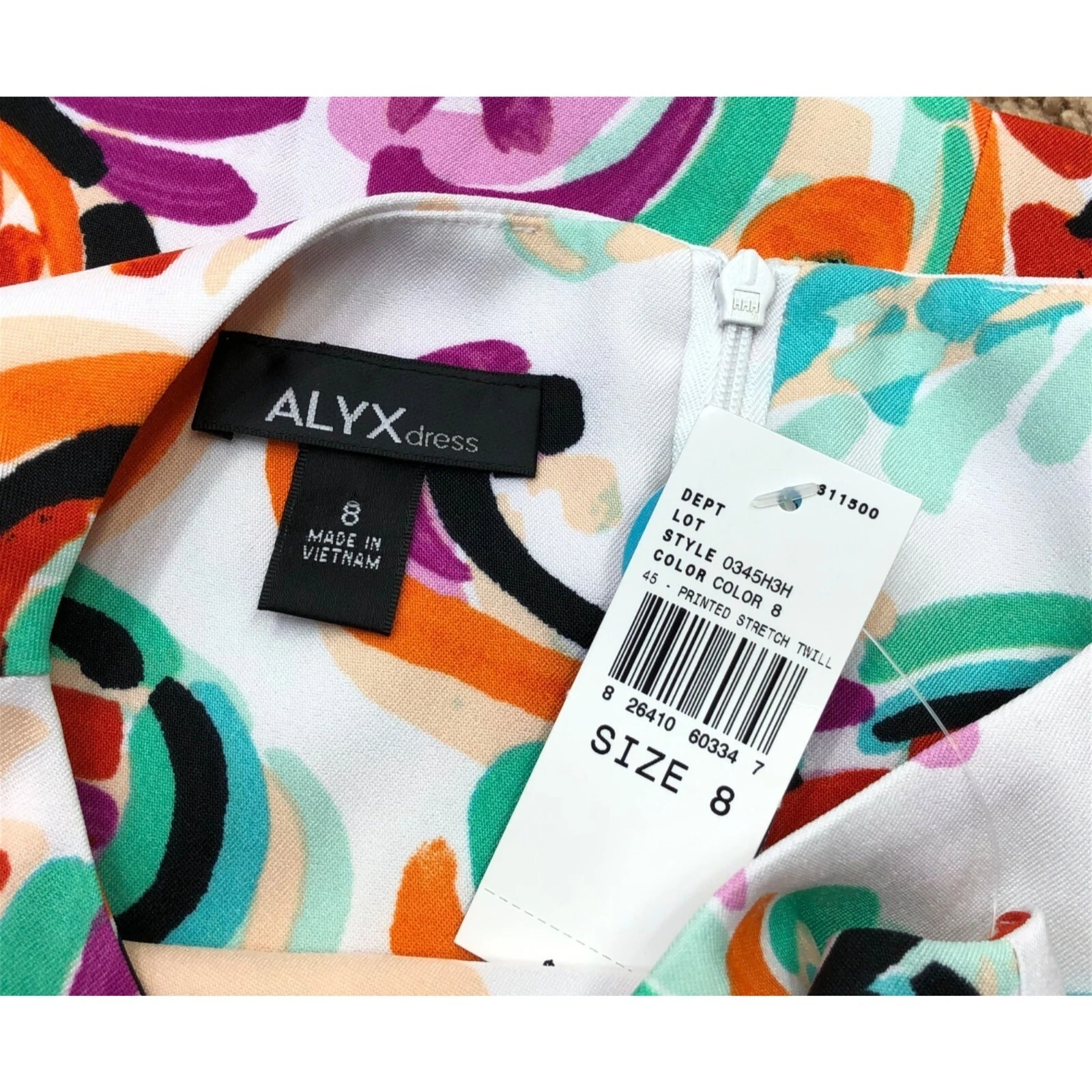 ALYX ABITO TUBINO SMANICATO MULTICOLORE TAGLIA 8 NUOVO CON ETICHETTA