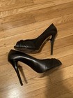 GIUSEPPE ZANOTTI Preowned Black Leather & Crystal Peep Toe High Heels Pumps 40 — photo 3