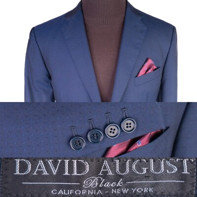 David August ''BLACK'' Men's 2 button Sport Coat Jacket Blazer Sz 44L Dual-Vented