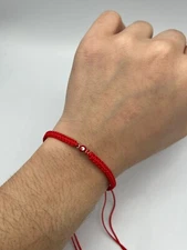 Turkish Evil Eyes Red String Adjustable Bracelet Silver Plated Pack of 12
