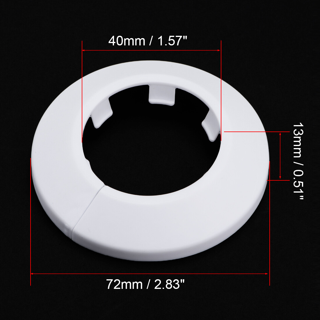 40mm Pipe Cover Decoration PP Plastic Water Pipe Escutcheon White 4pcs