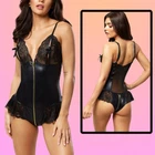 ANN SUMMERS BODYSUIT TEDDY BODY TASHA OUTFIT PU ZIP SEXY UK SIZE 12 14 MEDIUM