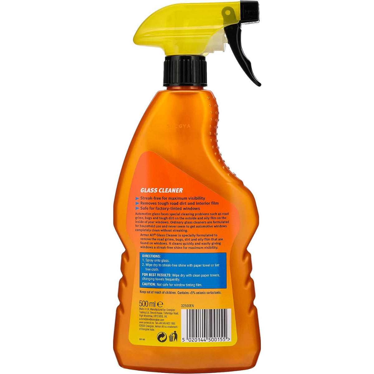 Armor All Glass Cleaner Spray 500ml Car Windscreen Window Glass streak