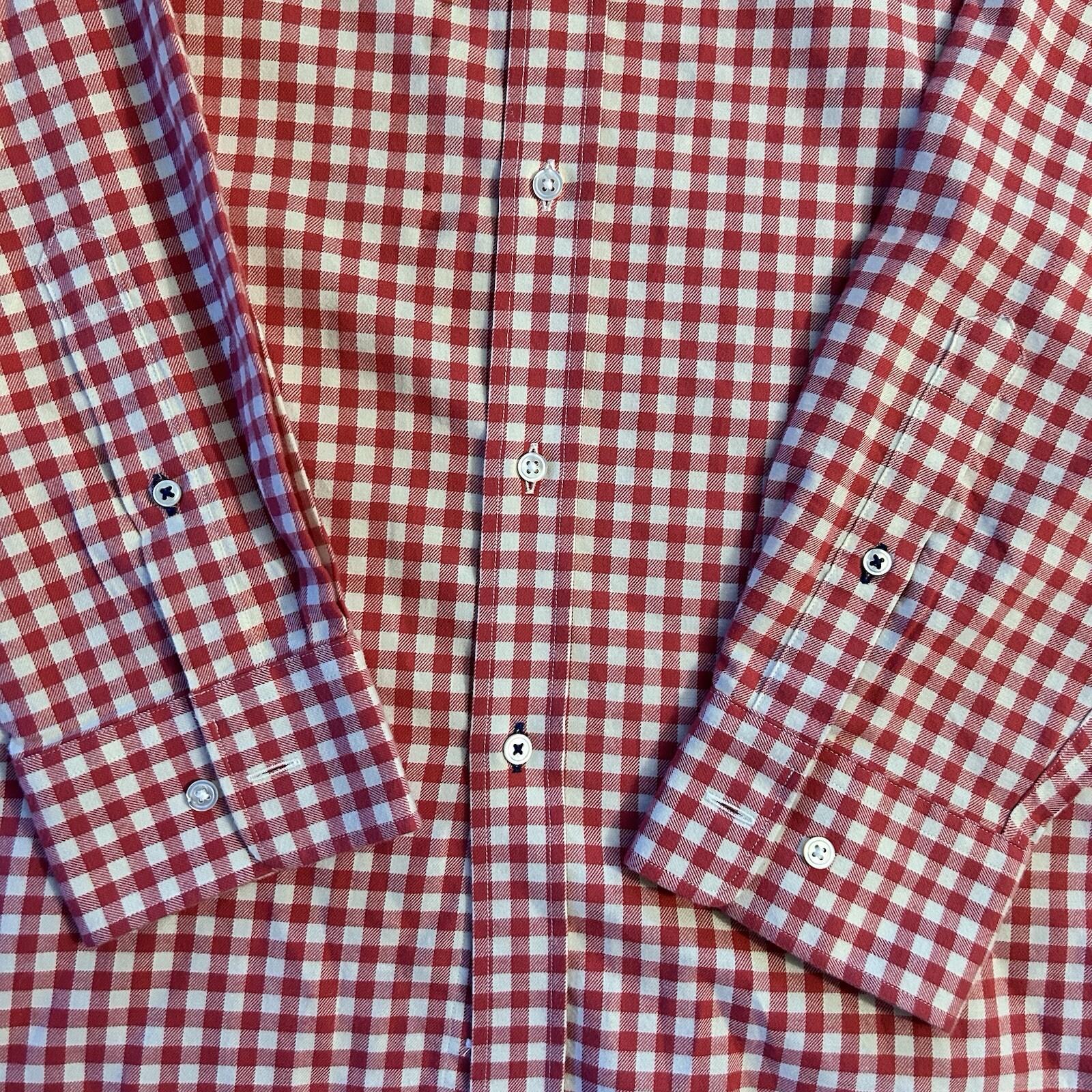 J McLaughlin Red Gingham Pattern Button Down Coll… - image 2