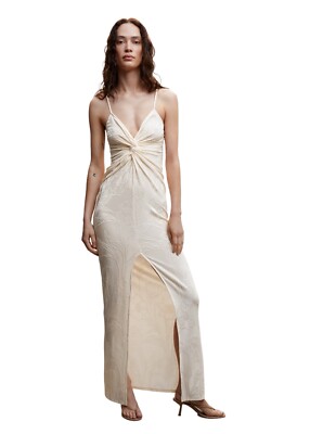 Mango Women's Knot Long Dress with Front Opening Flower Embroidery Beige Size 6 | eBay Mango Women's Knot Long Dress with Front Opening Flower Embroidery Beige Size 6 | eBay