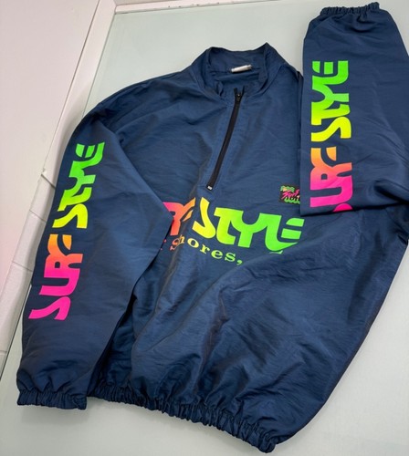 Vtg 80s 90s Surf Style Gulf Shores AL Windbreaker Pullover Jacket Blue Nylon USA - Picture 2 of 8
