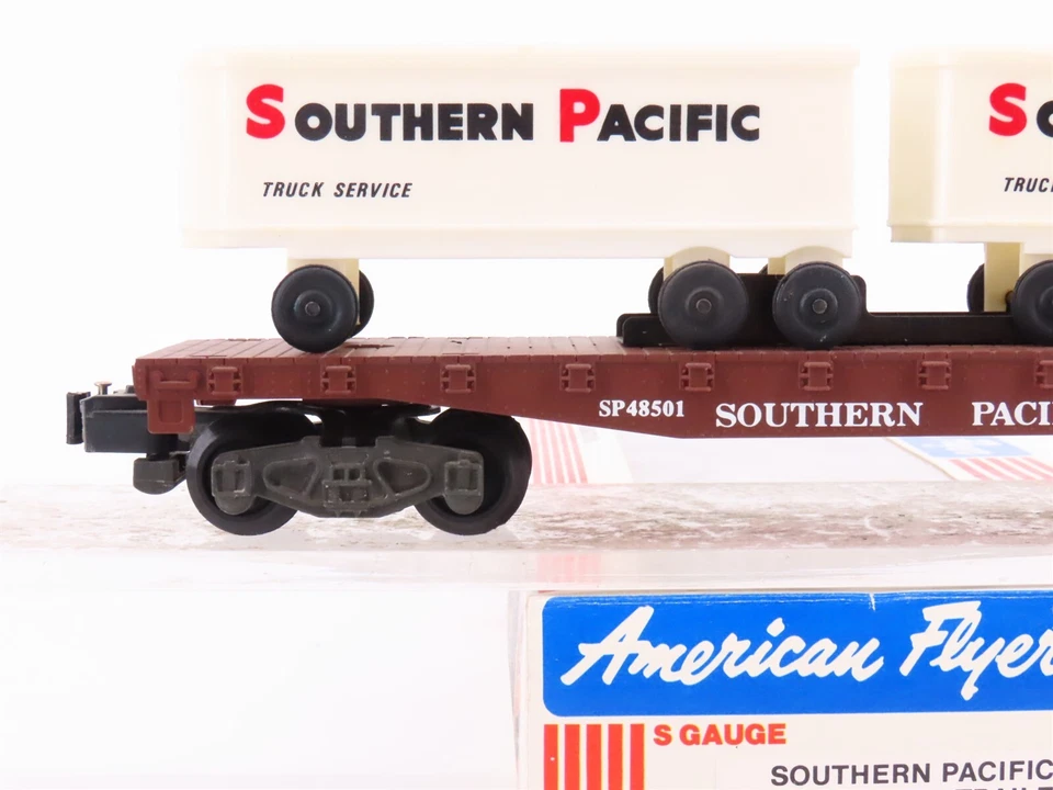 S Scale American Flyer 6-48501 SP Southern Pacific Flat Car #48501 w/ Trailers - Image 2 of 4
