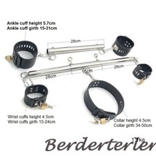 Stainless Steel Restraints Device Leather Collar Wrist Ankle Cuffs for Couples
