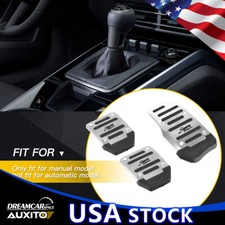 Silver Foot Manual Non-slip Gas Brake Cover Pad Pedal Car Accessories 3pcs Parts