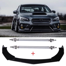 For Subaru WRX STI 15-21 Front Bumper Lip Splitter Spoiler Body Kit + Strut Rods