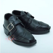 1/3SD Uncle BJD Shoes Solid Black PU Leather Doll Suit Shoes Carving Buckle DIKA