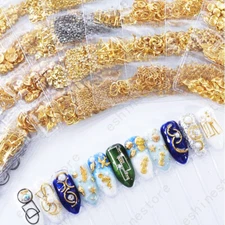 3D Metal Nail Art Decoration Ocean Rivets Gold Shell Rhinestones Manicure Tips