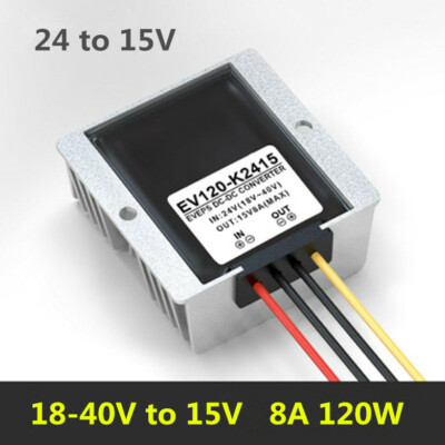 18-40V to 15V 8A 120W car waterproof Power converter 24V to 15V
