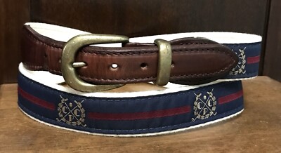 YRI Canvas Leather Ribbon Golf Belt Sz40 1-1/4”Wide Petersburg