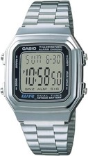 Casio gents watch silver retro digital big numbers A178WA UK seller