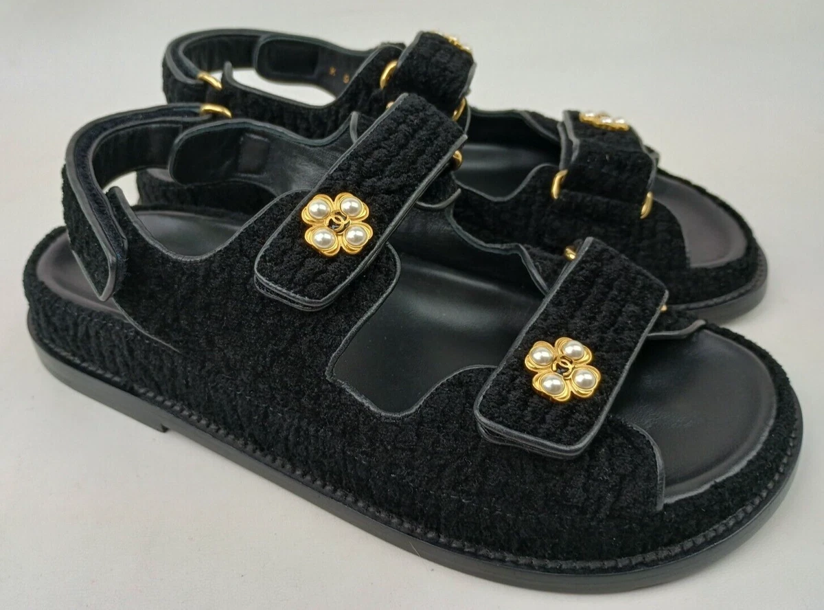 Dad sandals leather sandal Chanel Black size 38 EU in Leather