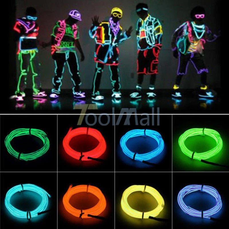 EL Wire Neon Glow String Strip Light Rope Controller Car Decor Dance Xmas Party - Image 2 of 4