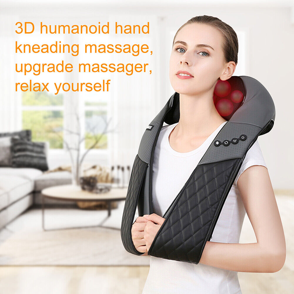 Neck Shoulder Massager 3D Heads Electric Wireless Heated Massage Shawl  Simulate Human Hand Anti-stress Relaxation Massagem